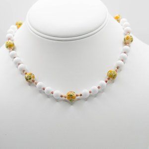 Vintage Japan White and Tensha Beads